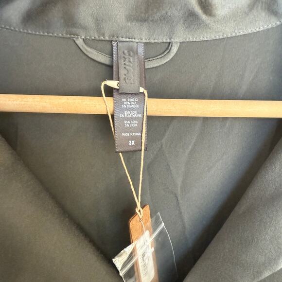 Skims NWT Gunmetal Grey Long Sleeve Silk Lounge Shirt sz 3X Plus Size - Picture 4 of 6